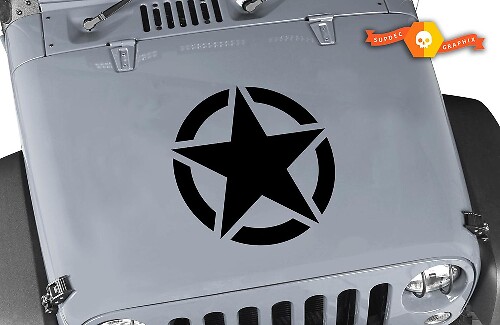 Autocollant en vinyle noir Military Star Blackout pour capot de Jeep Wrangler
