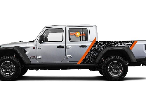 Kit d'autocollants vinyle latéraux Carte topographique Pro-Line pour Jeep Gladiator