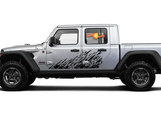 Jeep Gladiator Side Extra Large Side Splash unique Big Two Style traces de saleté Autocollant en vinyle Kit graphique pour JT 2018-2021
