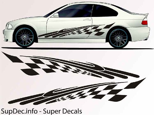 Autocollant Vinyle Latéral Drapeau de Style Racing & Bandes
