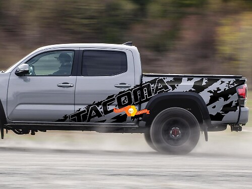 Paire d'énormes autocollants en vinyle Splash Grunge côté lit pour Tacoma
