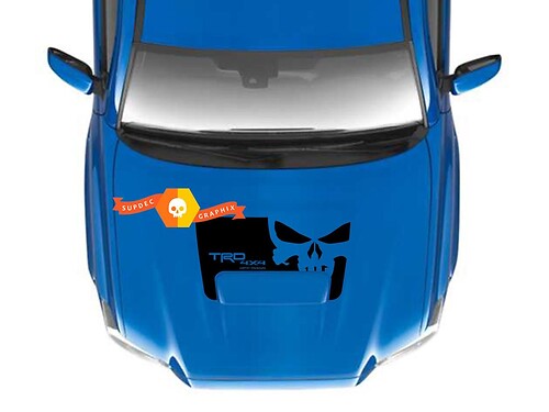 Autocollant en vinyle capuche Tête de mort TRD Punisher pour Toyota Tacoma 2016-2021