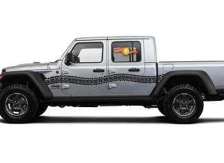 Jeep Gladiator Side JT Extra Large Curved Tire Tracks Style Autocollant en vinyle Kit graphique pour 2018-2021
