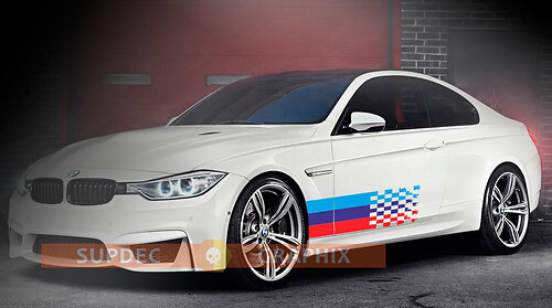 Autocollant vinyle latéral drapeau à damier style M pour BMW M2