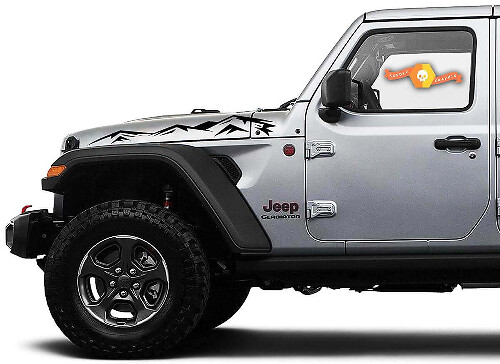 Paire d'autocollants latéraux en vinyle pour capot de Jeep Wrangler & Gladiator