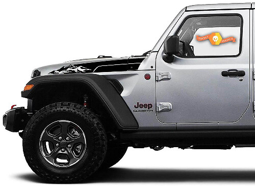 Paire d'autocollants vinyle bandes latérales Mountain Hood pour Jeep Wrangler & Gladiator