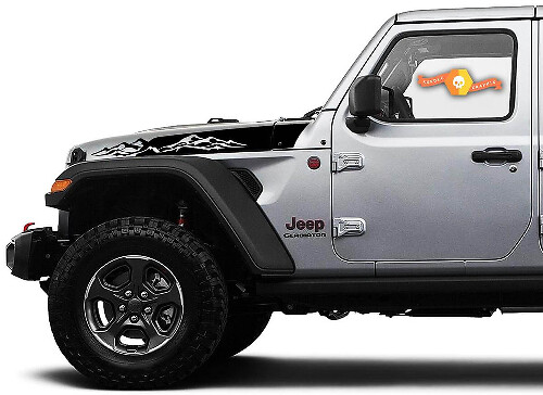 Paire de Jeep Wrangler Gladiator JT JL JLU Rubicon élégant capot montagnes vinyle autocollant kit graphique pour 2018-2021
