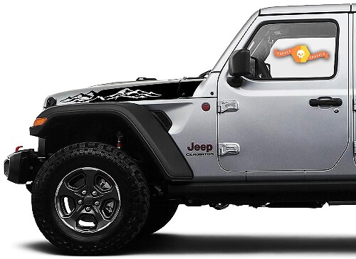 Paire de Jeep Wrangler Gladiator JT JL JLU Rubicon élégant capot montagnes vinyle autocollant kit graphique pour 2018-2021
