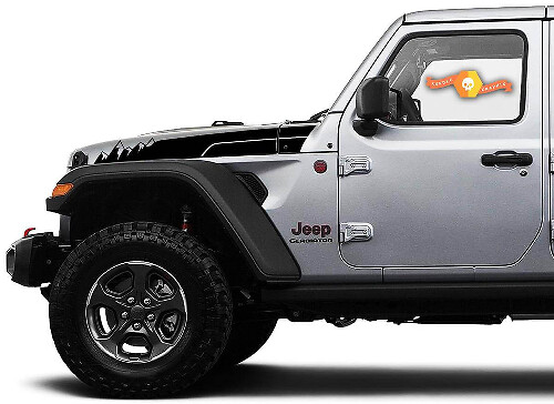 Kit de décalcomanies vinyles bandes sur le capot style montagnes pour Jeep Wrangler Gladiator Rubicon