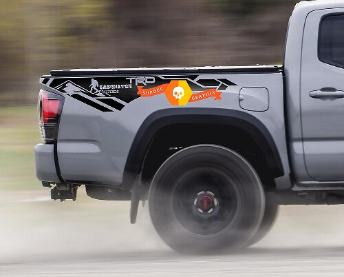 Autocollants vinyle latéraux arrière style Sasquatch TRD pour Toyota Tacoma 2016-2020
