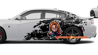 Dodge Challenger Charger Chucky style Splash Grunge Stripes Kit Hell Cat Vinyl Decal Graphic
 1