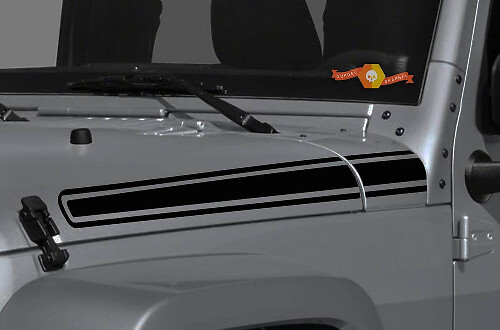 Jeu d'autocollants en vinyle de bande latérale de capot rampe pour Jeep Wrangler & Gladiator