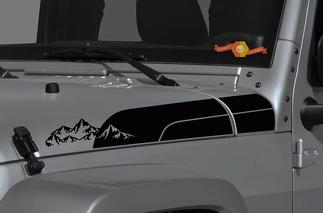Jeep Wrangler Gladiator JT JL JLU Rubicon Élégant Saucy Hood Mountains Vinyl Decal Graphic kit pour 2018-2021
