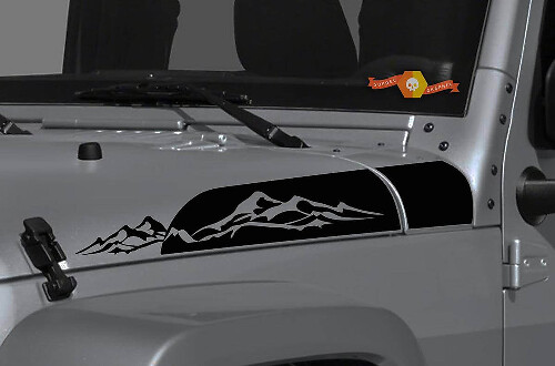 Kit d'autocollants latéraux en vinyle pour hotte de montagne pour Jeep Wrangler & Gladiator