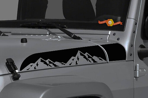 Ensemble d'autocollants vinyle Mountain Range Hood pour Jeep Wrangler Gladiator Rubicon