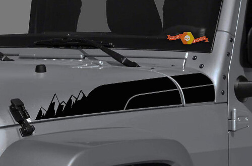 Kit d'autocollants vinyle bandes de capot style montagne pour Jeep Wrangler Gladiator