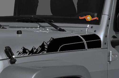 Kit d'autocollants vinyles bande latérales capot style montagne pour Jeep Wrangler Gladiator