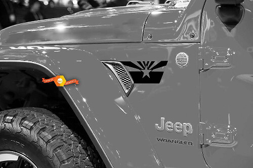 Paire de Jeep Wrangler 2018 JLU Jeep Fender Flag of Arizona Vent Accent 2pc Vinyl Sticker Decal Graphic kit pour 2018-2021 pour les deux côtés
