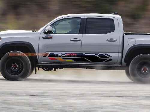Vintage TRD 4x4 PRO Sport Off Road Rocker Panel Side Vinyl Stickers Decal fit to Toyota Tacoma 13-2020 ou Tundra 13-2024
