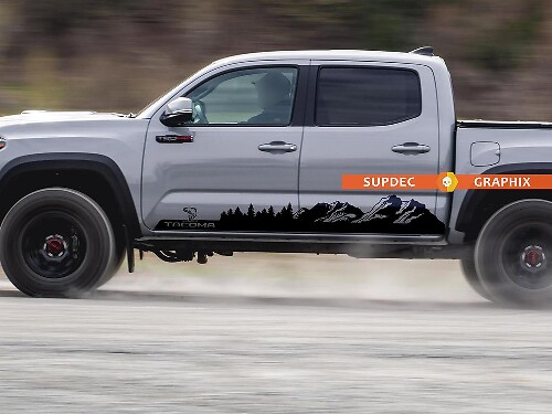 Autocollant en vinyle montagnes, arbres et truites pour Toyota Tacoma
