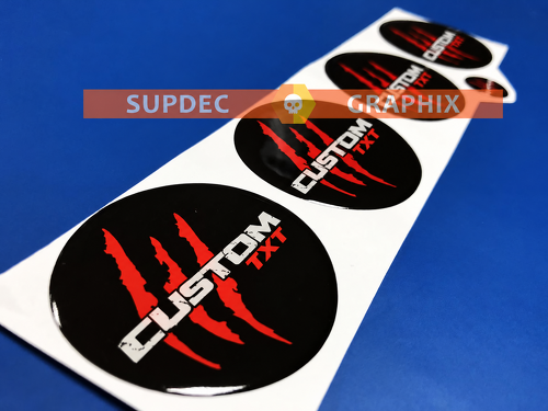 Raptor SVT Style Red Claw Custom TXT 60mm Domed Set — Autocollant vinyle (centre de roue)_1