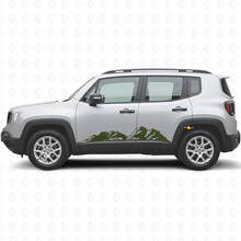 Kit d'autocollants en vinyle pour bas de caisse Mountains Rocker Panel pour Jeep Renegade_3