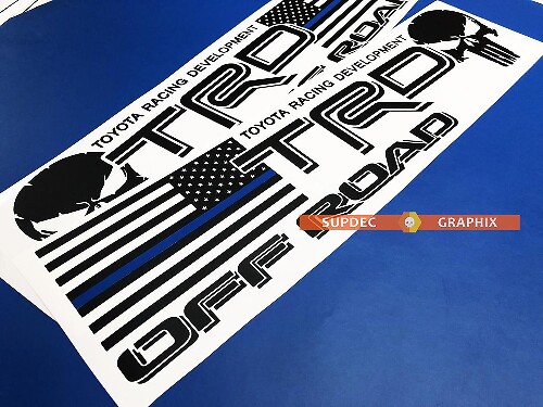 Kit d'autocollants en vinyle tête de mort Punisher style drapeau USA TRD pour Toyota Tacoma Tundra FJ Cruiser