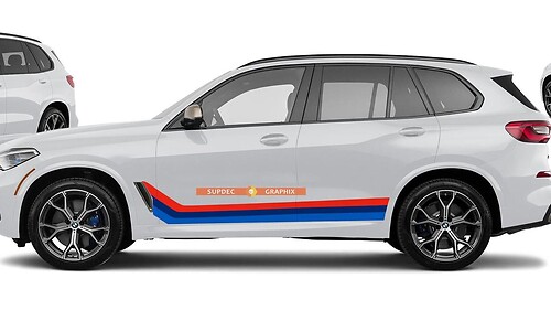 M couleurs bandes en vinyle pour BMW X5 M50 G05 style monochrome et allemand sur votre choix