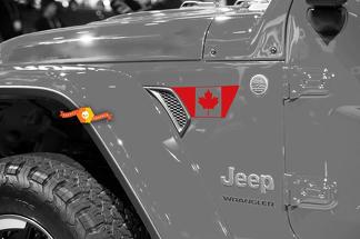 Paire de Jeep Wrangler 2018 JLU Jeep Fender jl garde-boue évent drapeau canadien vinyle autocollant kit graphique pour 2018-2021
