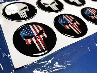 Roues Centre Caps Punisher USA Bombé Badge Emblème Résine Autocollant Autocollant
 1