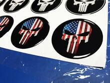 Roues Centre Caps Punisher USA Bombé Badge Emblème Résine Autocollant Autocollant
 2