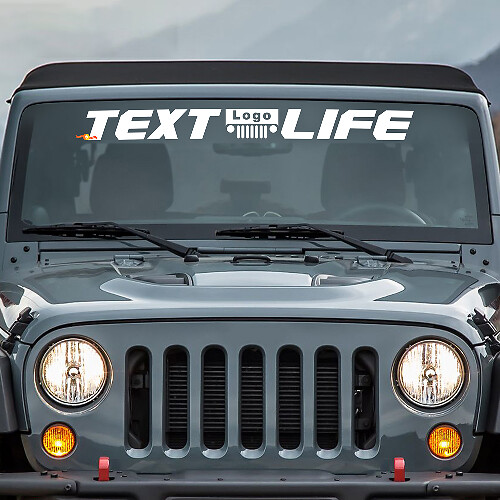 Autocollant vinyle personnalisé Texte Life Bannière pare-brise pour Jeep Wrangler