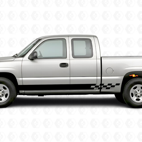 Bandes vinyl damier éclair pour portes et bas de caisse pour Chevrolet Silverado 1500 GMT800 1999-2007