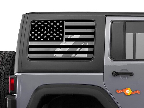 Autocollant vinyle drapeau américain pour vitre latérale de toit rigide Jeep Wrangler
