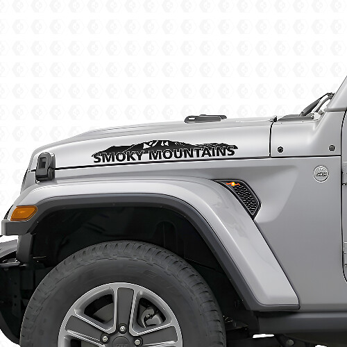 Autocollant en vinyle capot Smoky Mountains pour Jeep Wrangler_1