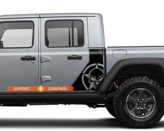 Jeep Gladiator côté drapeau crâne étoile décalcomanie vinyle autocollant usine Style corps vinyle graphique rayures Kit 2018-2021
