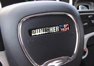 Un autocollant bombé emblème du volant Punisher Challenger Charger

