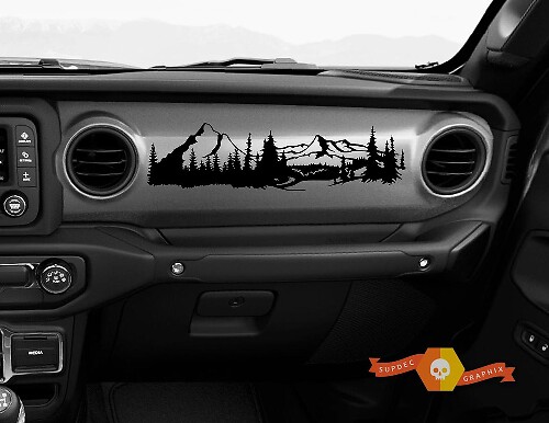 Autocollant en vinyle pour tableau de bord Mountain Forest pour Jeep Gladiator JT