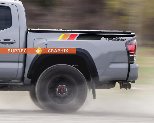 Paire d'autocollants vinyle bandes latérales style tout-terrain TRD pour Toyota Tacoma 2016-20