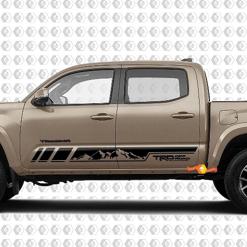 Autocollants en vinyle bandes style montagnes pour bas de caisse latéral Toyota Tacoma