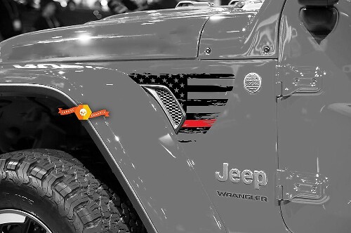 Autocollant en vinyle décalcomanie de passage d'air avec drapeau USA usé pour Jeep Wrangler 2018-2021