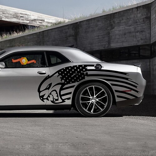 Autocollant en vinyle latéral Drapeau USA Hellcat pour Dodge Challenger