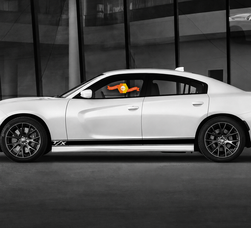 Daytona GT R/T Style T/X Twin Line Stripe Pair — Autocollant vinyle (côté, bas de caisse) pour Dodge Charger 2011-2020