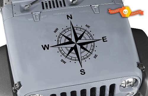 Autocollant vinyle boussole pour capot Jeep Wrangler