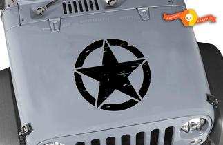 Décalcomanie en vinyle pour capot de jeep étoile militaire Oscar Mike en détresse
