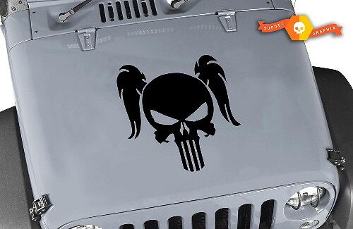 Autocollant en vinyle Capuche Crâne avec Faisceau de câbles pour Jeep Wrangler