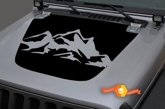 Jeep Gladiator JT Wrangler JL JLU Hood Mountains Autocollant en vinyle Kit graphique pour 2018-2021
