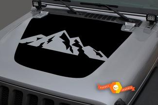 2018-2021 Jeep Gladiator JT Wrangler JL JLU Hood Mountains Autocollant en vinyle Graphics
