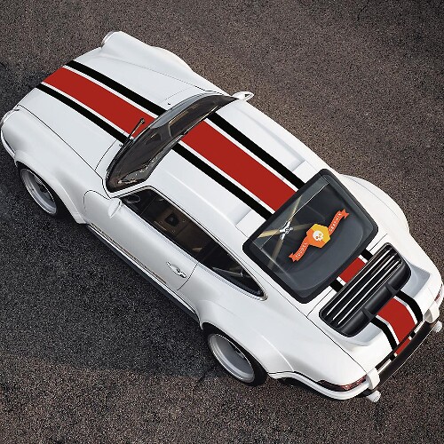 Kit de décalcomanies vinyle bandes centrales course capot toit arrière pour Porsche 911