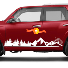 Side Trees Mountains and Compass Rocker side travel Vinyl Sticker Decal fit to Toyota 4Runner 2013 - 2020 TRD Cinquième génération
 2